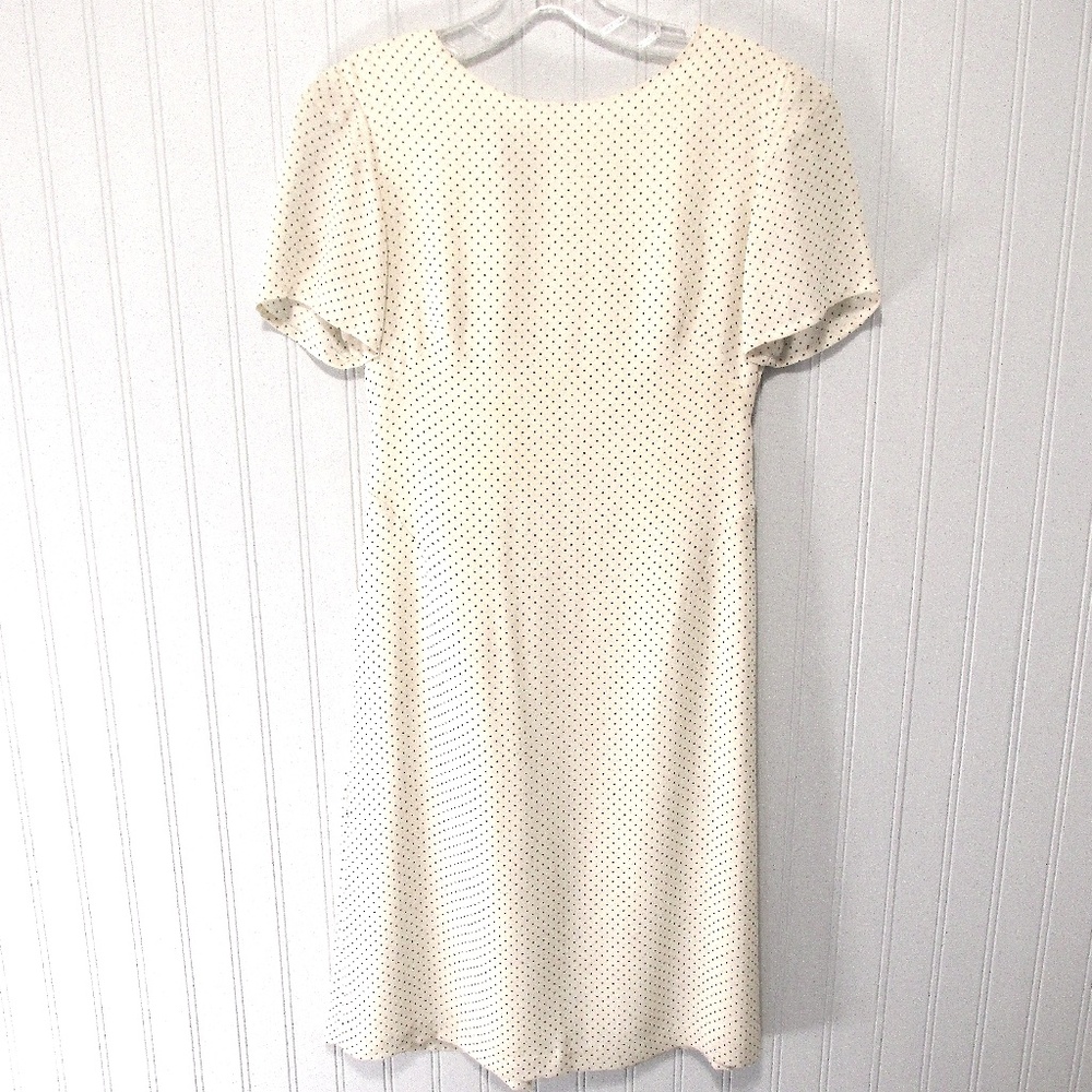 VTG Laura Ashley Ivory Polka Dot Dress, Size 4
